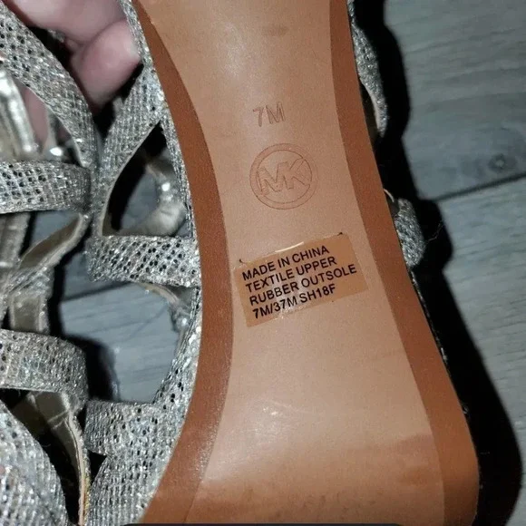 MICHAEL Michael Kors Glitter Champagne Heels Sz 7 - Picture 6 of 16